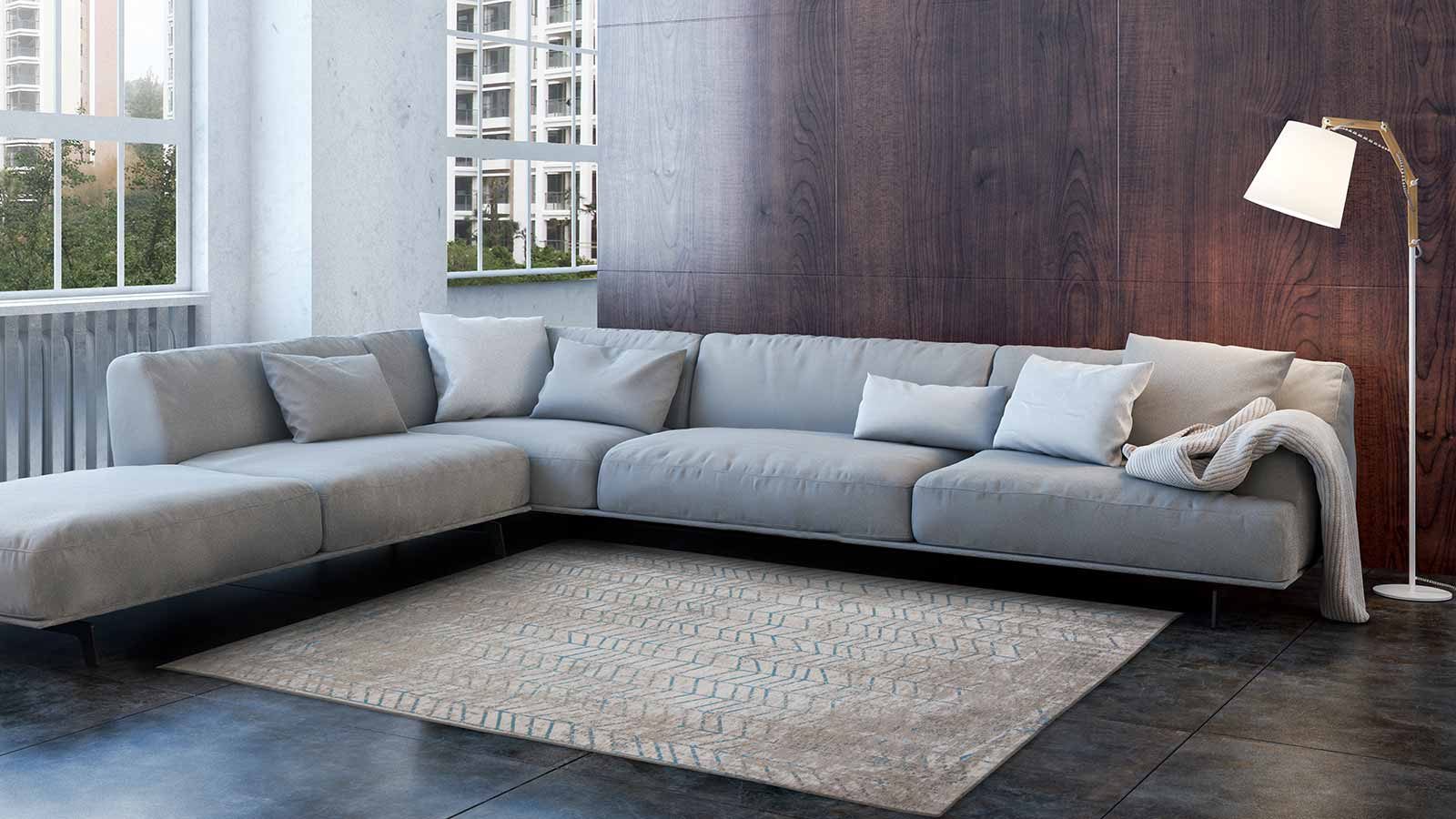 vloerkleed Louis De Poortere CA 8927 Mad Men Jacobs Ladder Tribeca Blue interior